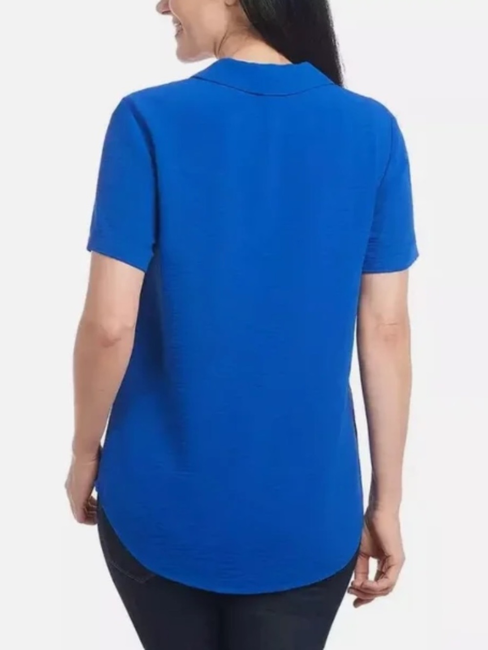 Hilary Radley Notch Collar Blouse NWT | Royal Blue • Measures Small - Picture 4 of 5